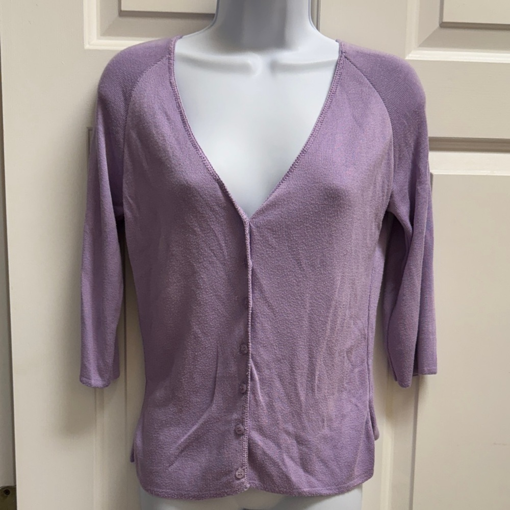 Necessary Objects Lilac Cardigan Sweater 3/4 Sleeves